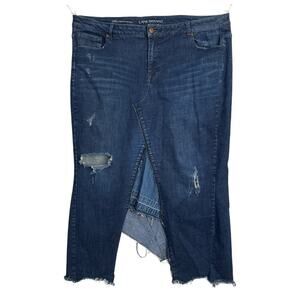 Denim Skirt size 20 UPCYCLED Distressed OOAK Lane Bryant Stretch Streetwear